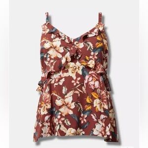 Torrid Rayon Slub Ruffle V-Neck Cami Size 3